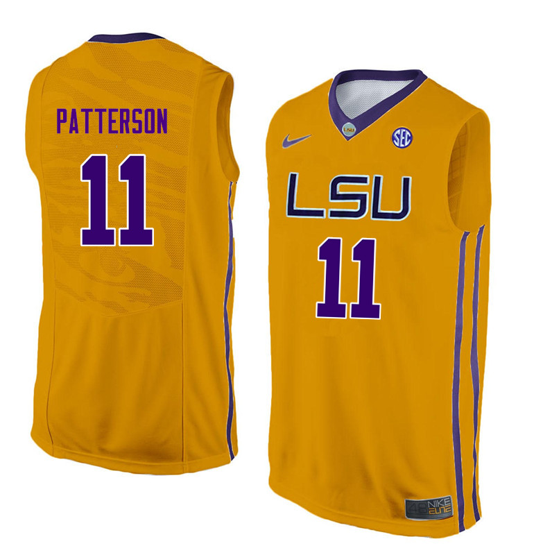 Men LSU Tigers #11 Jalyn Patterson College Basketball Jerseys-Gold